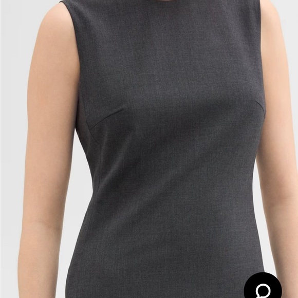 Theory Sleeveless Fitted Dress in Good Wool in Charcoal Melange - Picture 3 of 5